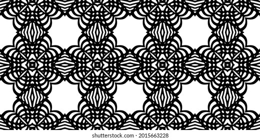 floral seamless pattern background.Geometric ornament for wallpapers and backgrounds. Black and white pattern.