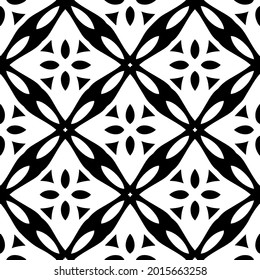 floral seamless pattern background.Geometric ornament for wallpapers and backgrounds. Black and white pattern.