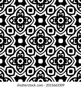 floral seamless pattern background.Geometric ornament for wallpapers and backgrounds. Black and white pattern.
