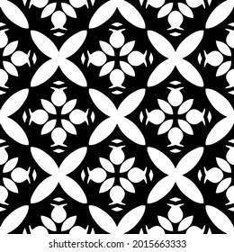 fondo de patrón sin costuras floral.Ornamento geométrico para fondos de paredes y fondos. Patrón blanco y negro.