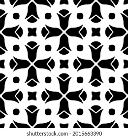 floral seamless pattern background.Geometric ornament for wallpapers and backgrounds. Black and white pattern.