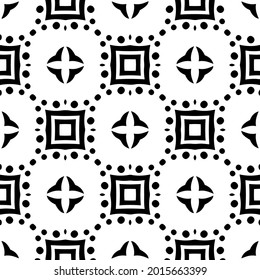 floral seamless pattern background.Geometric ornament for wallpapers and backgrounds. Black and white pattern.