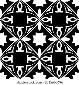floral seamless pattern background.Geometric ornament for wallpapers and backgrounds. Black and white pattern.