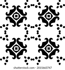 Blumenmuster nahtloser Hintergrund.Geometrisches Ornament für Bildschirmhintergründe und Hintergründe. Schwarz-Weiß-Muster.