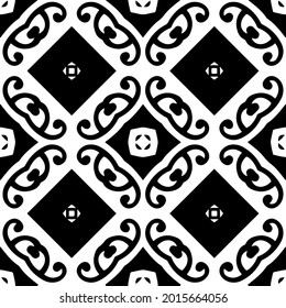 floral seamless pattern background.Geometric ornament for wallpapers and backgrounds. Black and white pattern.