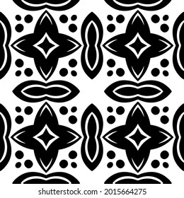 floral seamless pattern background.Geometric ornament for wallpapers and backgrounds. Black and white pattern.