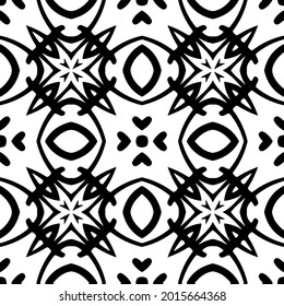 floral seamless pattern background.Geometric ornament for wallpapers and backgrounds. Black and white pattern.