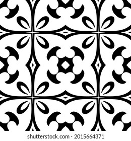 floral seamless pattern background.Geometric ornament for wallpapers and backgrounds. Black and white pattern.