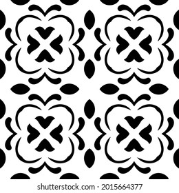 floral seamless pattern background.Geometric ornament for wallpapers and backgrounds. Black and white pattern.