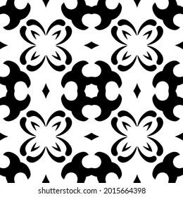 floral seamless pattern background.Geometric ornament for wallpapers and backgrounds. Black and white pattern.