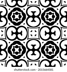 floral seamless pattern background.Geometric ornament for wallpapers and backgrounds. Black and white pattern.