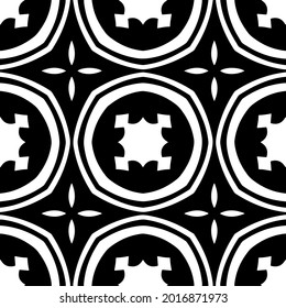 floral seamless pattern background.Geometric ornament for wallpapers and backgrounds. Black and white pattern.