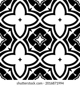 fondo de patrón sin costuras floral.Ornamento geométrico para fondos de paredes y fondos. Patrón blanco y negro.