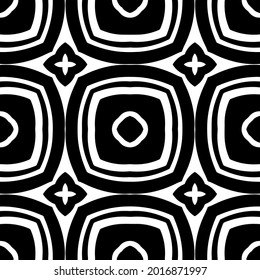 fondo de patrón sin costuras floral.Ornamento geométrico para fondos de paredes y fondos. Patrón blanco y negro.