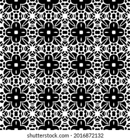fondo de patrón sin costuras floral.Ornamento geométrico para fondos de paredes y fondos. Patrón blanco y negro.