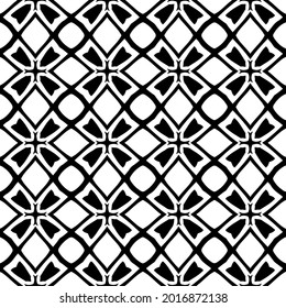 Blumenmuster nahtloser Hintergrund.Geometrisches Ornament für Bildschirmhintergründe und Hintergründe. Schwarz-Weiß-Muster.