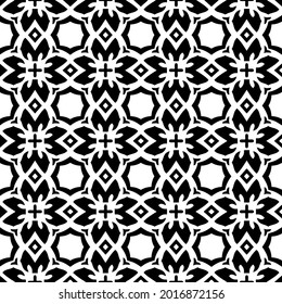 floral seamless pattern background.Geometric ornament for wallpapers and backgrounds. Black and white pattern.