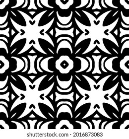 floral seamless pattern background.Geometric ornament for wallpapers and backgrounds. Black and white pattern.