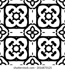 fondo de patrón sin costuras floral.Ornamento geométrico para fondos de paredes y fondos. Patrón blanco y negro.