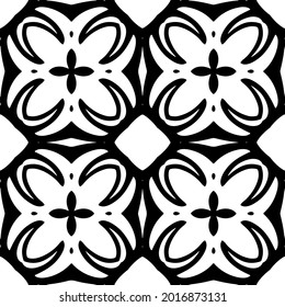 floral seamless pattern background.Geometric ornament for wallpapers and backgrounds. Black and white pattern.