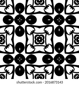 floral seamless pattern background.Geometric ornament for wallpapers and backgrounds. Black and white pattern.