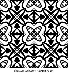 fondo de patrón sin costuras floral.Ornamento geométrico para fondos de paredes y fondos. Patrón blanco y negro.