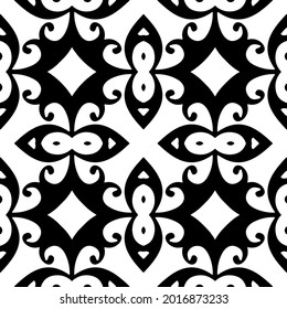 fondo de patrón sin costuras floral.Ornamento geométrico para fondos de paredes y fondos. Patrón blanco y negro.