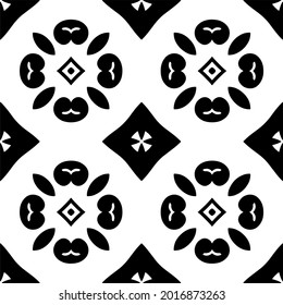 floral seamless pattern background.Geometric ornament for wallpapers and backgrounds. Black and white pattern.