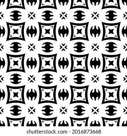 Blumenmuster nahtloser Hintergrund.Geometrisches Ornament für Bildschirmhintergründe und Hintergründe. Schwarz-Weiß-Muster.
