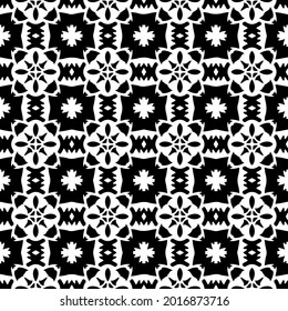 floral seamless pattern background.Geometric ornament for wallpapers and backgrounds. Black and white pattern.