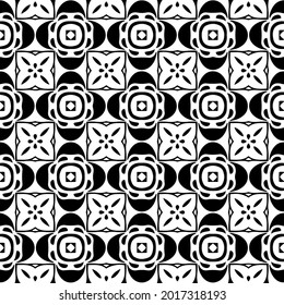 floral seamless pattern background.Geometric ornament for wallpapers and backgrounds. Black and white pattern.