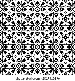 floral seamless pattern background.Geometric ornament for wallpapers and backgrounds. Black and white pattern.