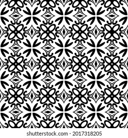 floral seamless pattern background.Geometric ornament for wallpapers and backgrounds. Black and white pattern.
