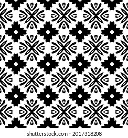 floral seamless pattern background.Geometric ornament for wallpapers and backgrounds. Black and white pattern.