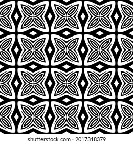 fondo de patrón sin costuras floral.Ornamento geométrico para fondos de paredes y fondos. Patrón blanco y negro.