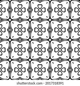 floral seamless pattern background.Geometric ornament for wallpapers and backgrounds. Black and white pattern.