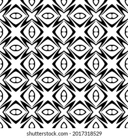 floral seamless pattern background.Geometric ornament for wallpapers and backgrounds. Black and white pattern.