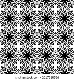 floral seamless pattern background.Geometric ornament for wallpapers and backgrounds. Black and white pattern.