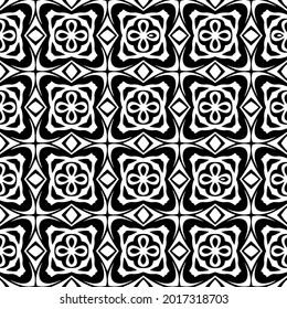 floral seamless pattern background.Geometric ornament for wallpapers and backgrounds. Black and white pattern.