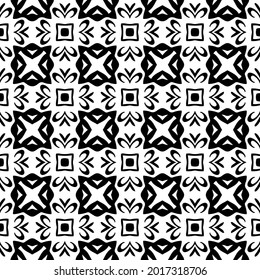 floral seamless pattern background.Geometric ornament for wallpapers and backgrounds. Black and white pattern.