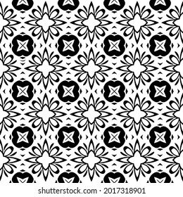 floral seamless pattern background.Geometric ornament for wallpapers and backgrounds. Black and white pattern.
