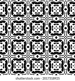 floral seamless pattern background.Geometric ornament for wallpapers and backgrounds. Black and white pattern.