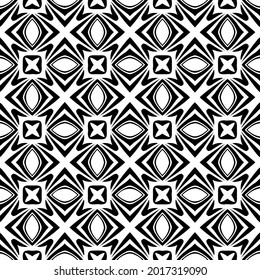floral seamless pattern background.Geometric ornament for wallpapers and backgrounds. Black and white pattern.