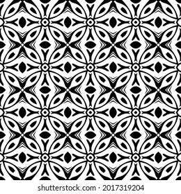 floral seamless pattern background.Geometric ornament for wallpapers and backgrounds. Black and white pattern.