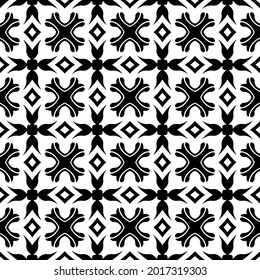 floral seamless pattern background.Geometric ornament for wallpapers and backgrounds. Black and white pattern.