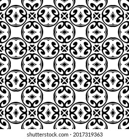 floral seamless pattern background.Geometric ornament for wallpapers and backgrounds. Black and white pattern.
