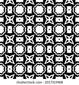 Blumenmuster nahtloser Hintergrund.Geometrisches Ornament für Bildschirmhintergründe und Hintergründe. Schwarz-Weiß-Muster.