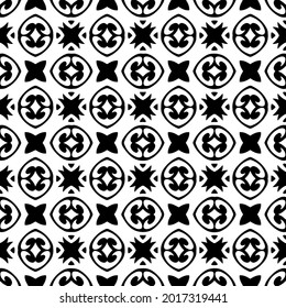 floral seamless pattern background.Geometric ornament for wallpapers and backgrounds. Black and white pattern.