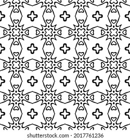 Blumenmuster nahtloser Hintergrund.Geometrisches Ornament für Bildschirmhintergründe und Hintergründe. Schwarz-Weiß-Muster.
