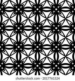 floral seamless pattern background.Geometric ornament for wallpapers and backgrounds. Black and white pattern.